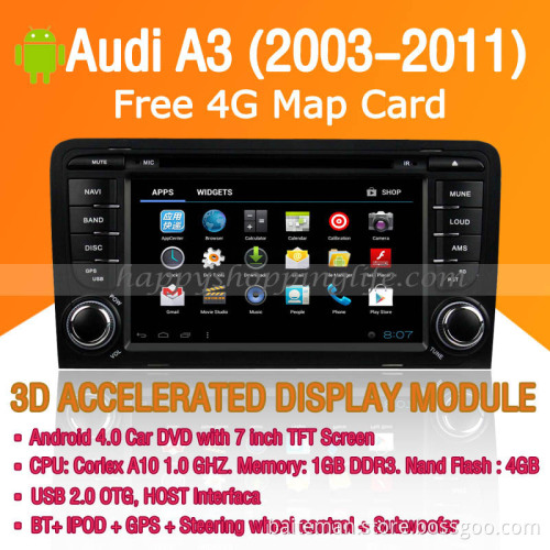 Android Car DVD Player GPS Navigation Wifi 3G for Audi A3 2003-2011 Bluetooth Touch Screen